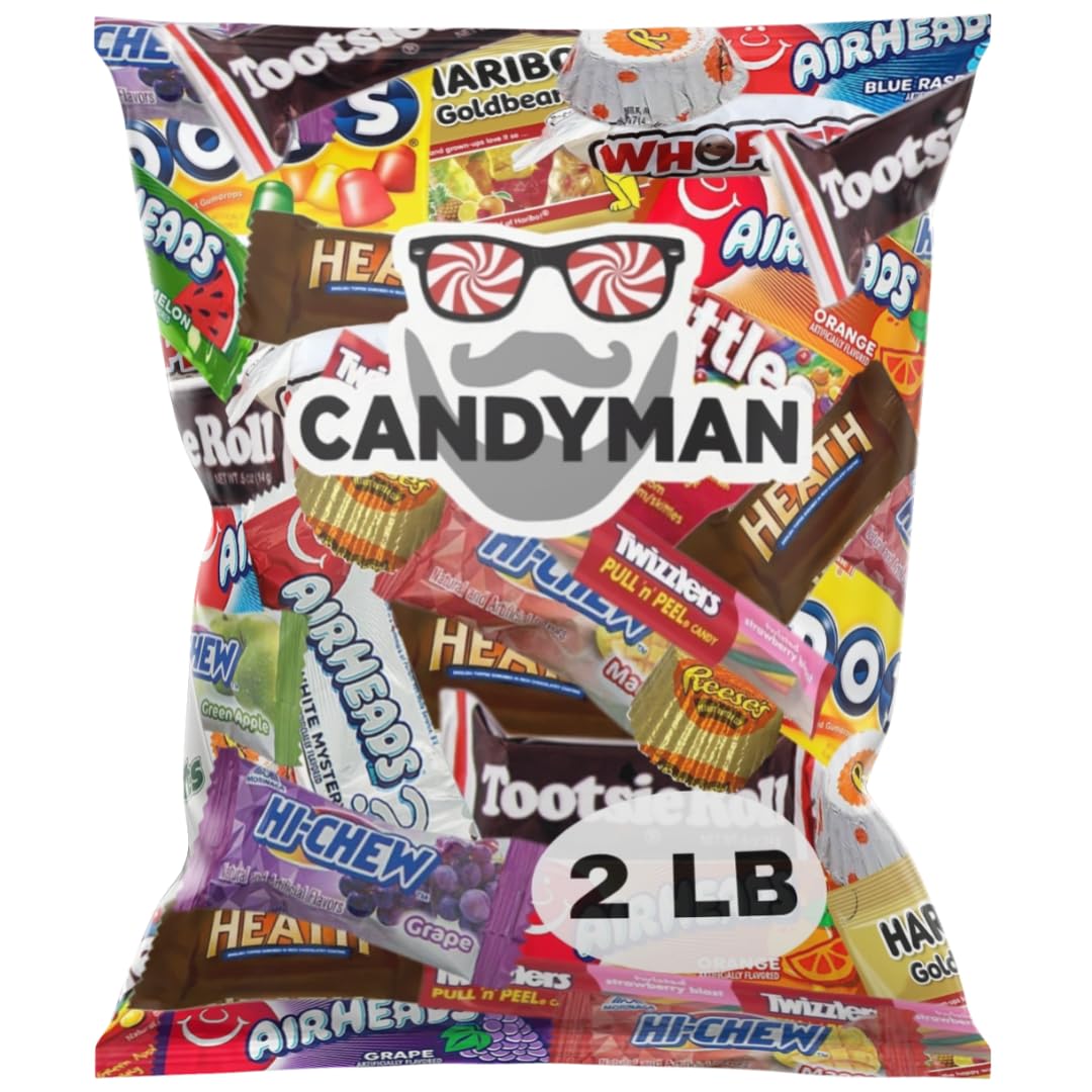 CANDYMAN Chocolate & Candy Bundle, 2 LB Mixed Individually Wrapped Treats for Easter Egg Fillers and Parties