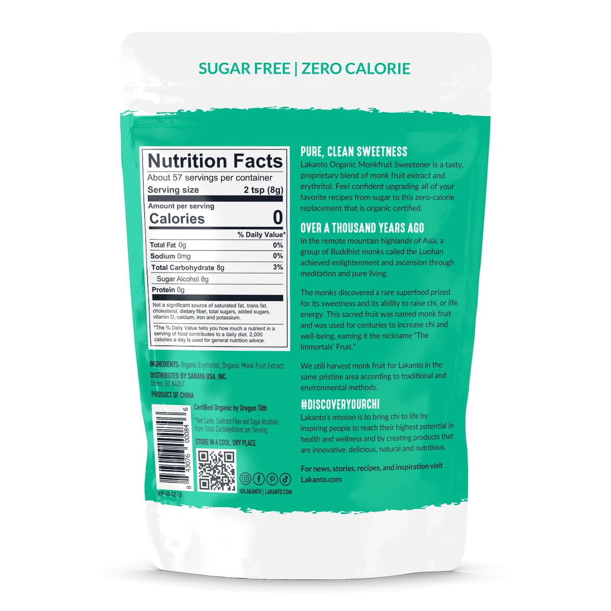 Lakanto Organic Classic Monk Fruit Sweetener With Erythritol - White Sugar Substitute, Zero Calorie, Keto Diet Friendly, Zero Ne