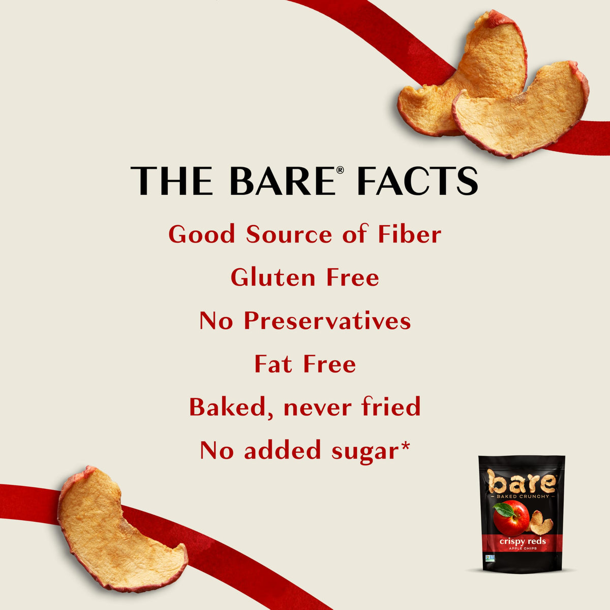 Bare Gluten Free Organic Apple Chips, Fuji and Red, 3.3 Ounce