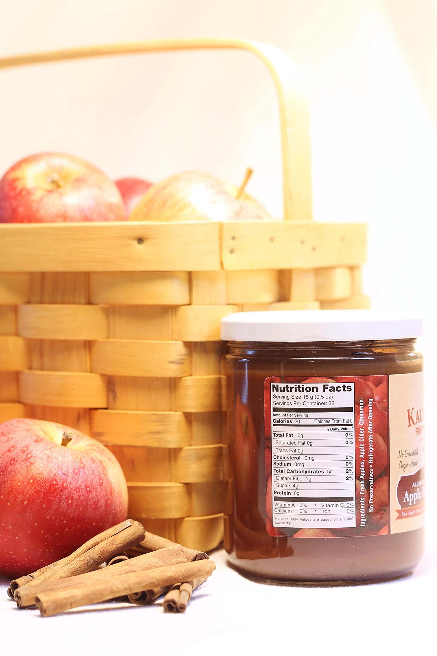 Kauffmans Fruit Farm Homemade Apple Butter Spread, No Sugar Added, 17 Oz, Case of 12