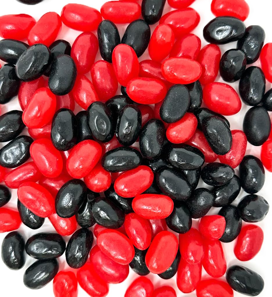 Sweetgourmet Red-Hot And Black Licorice Jumbo-Sized Jelly Beans, Sweet And Spicy Candy Mix, 2 Pounds