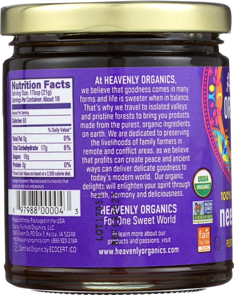 Heavenly Organics 100% Organic Raw Neem Honey 3 Pack, Lightly Filtered, 12 Oz/Jar, Dairy, Nut, Gluten, Chemical Free