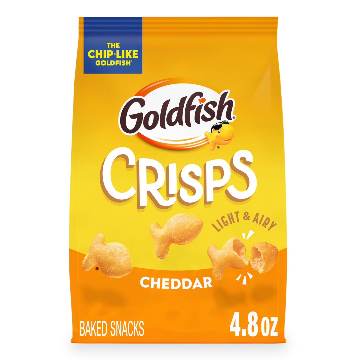 Goldfish Crisps Cheddar Baked Chip Crackers, 4.8 Oz Bag