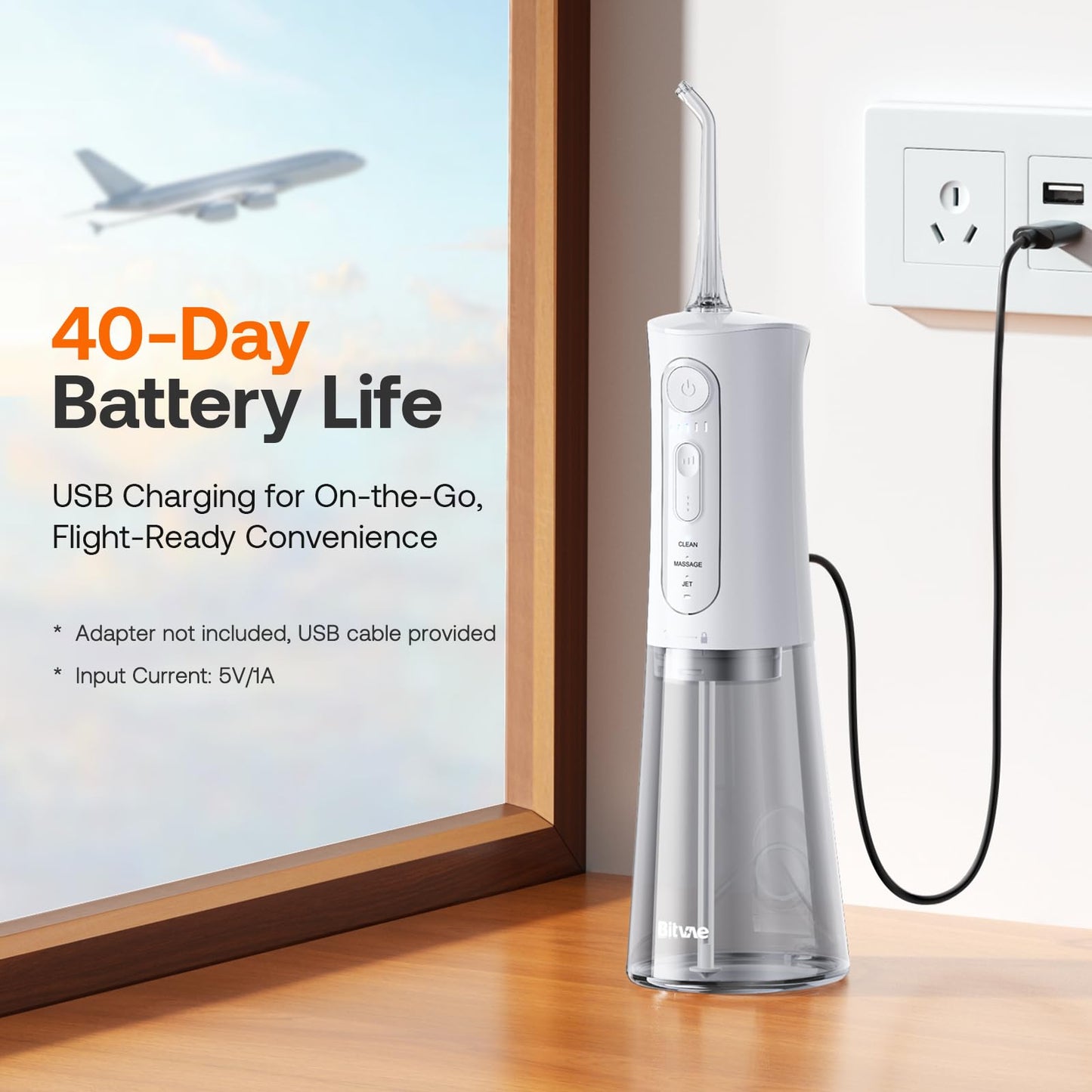 Bitvae Water Dental Flosser For Teeth, Rechargeable Water Teeth Cleaner Picks, Ipx7 Waterproof Water Flosser, 3 Modes 6 Jet Tips
