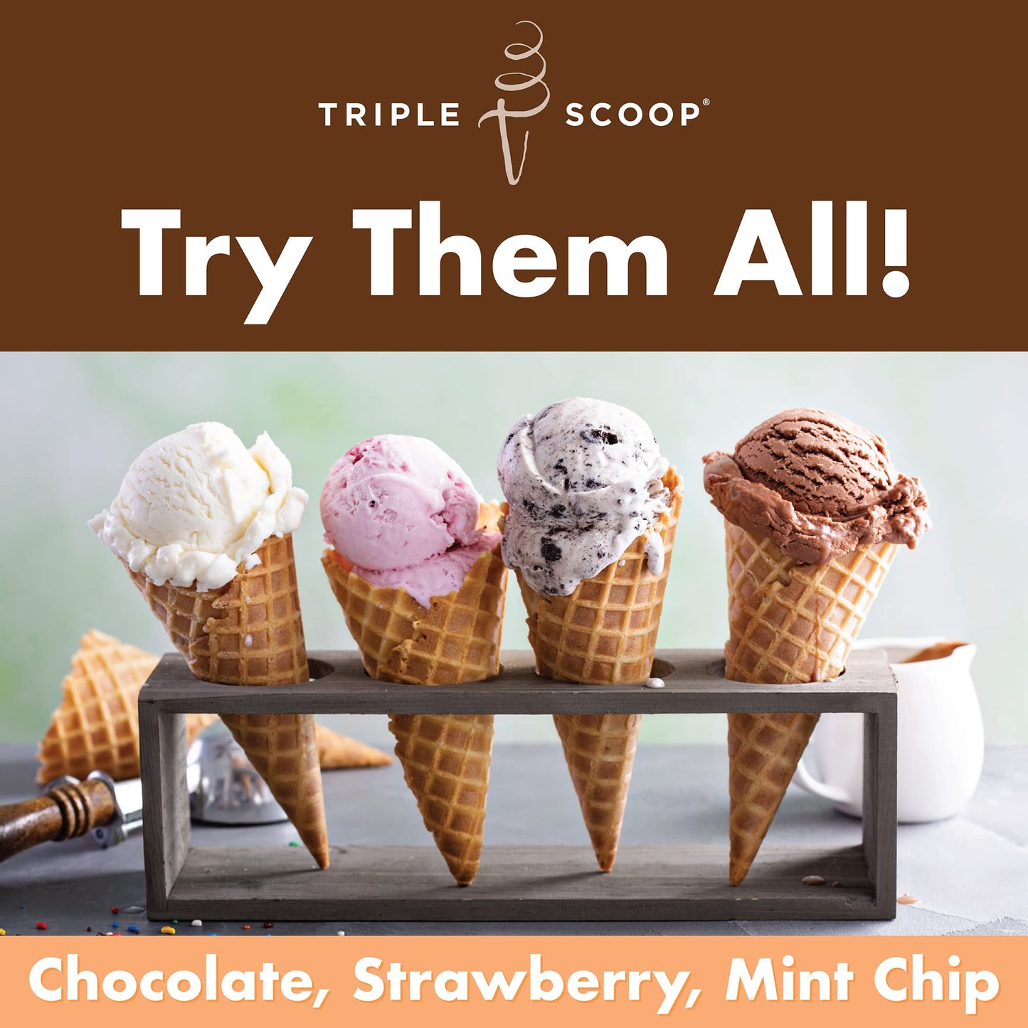 Triple Scoop - Enhanced Salted Caramel Ice Cream Mix For Ice Cream Maker. Simple, Easy, Delicious. From Gourmet Mix To Maker In 5 Minutes, Makes 2 Creamy Quarts, Made In Usa (1 Pack, Salted Caramel)