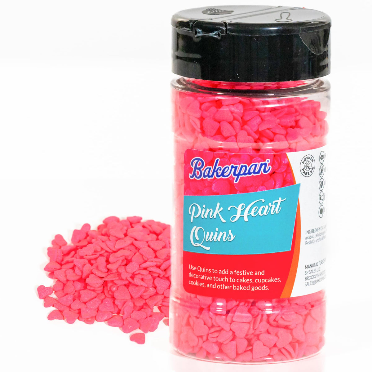 Bakerpan Heart Sprinkles For Baking - Pink Heart Sprinkles For Cookies - 4 Ounces Pink Heart Sprinkles Edible For Cake Decoration, Valentines Day Sprinkles (Made In Usa)