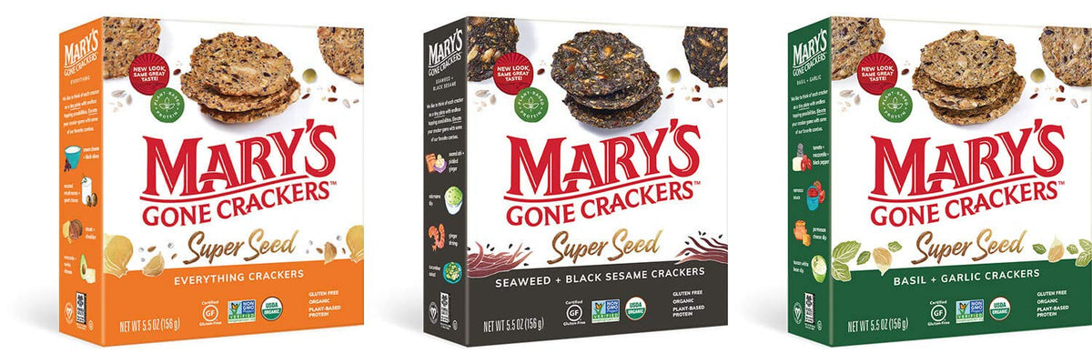 Mary'S Gone Crackers Super Seed Organic Crackers 3 Flavor Variety Bundle: (1) Everything, (1) Seaweed & Black Sesame, And (1) Ba