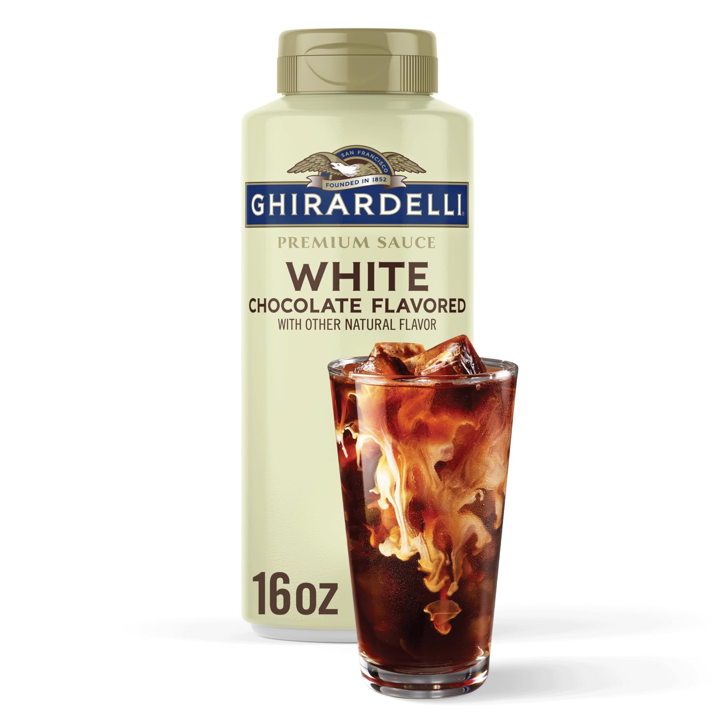 Ghirardelli Top-Grade White Chocolate Flavored Sauce  16 Oz Bottle  Rich White Chocolate Syrup For Coffee And Desserts
