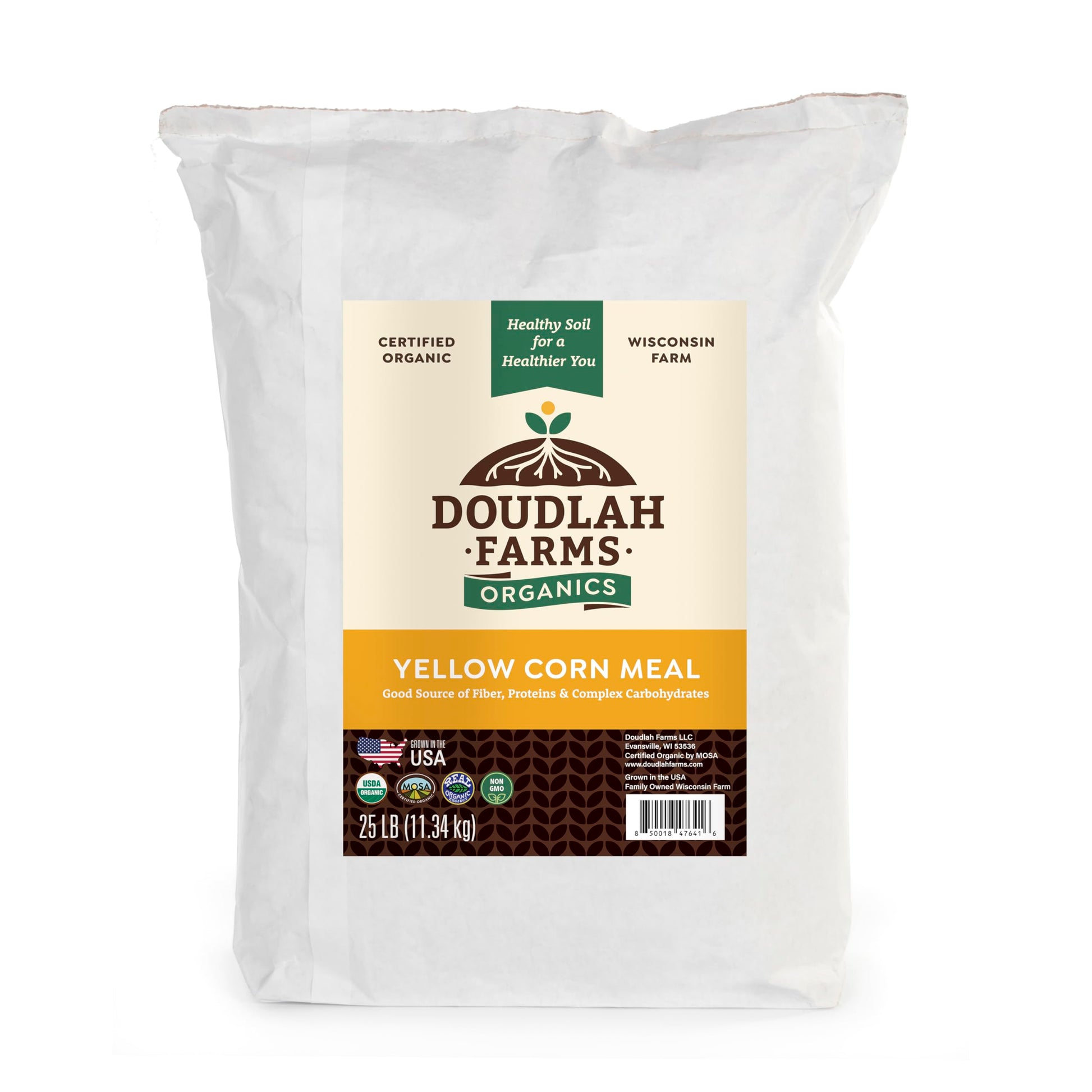 Organic Yellow Cornmeal 25 Lb Fine Grind - Non-Gmo  Gluten-Free  Sugar-Free  Farmed From Regenerative Soil  Vegan  Grown In Usa  For Baking Cornbread  Muffins  Pancakes  And More By Doudlah Farms