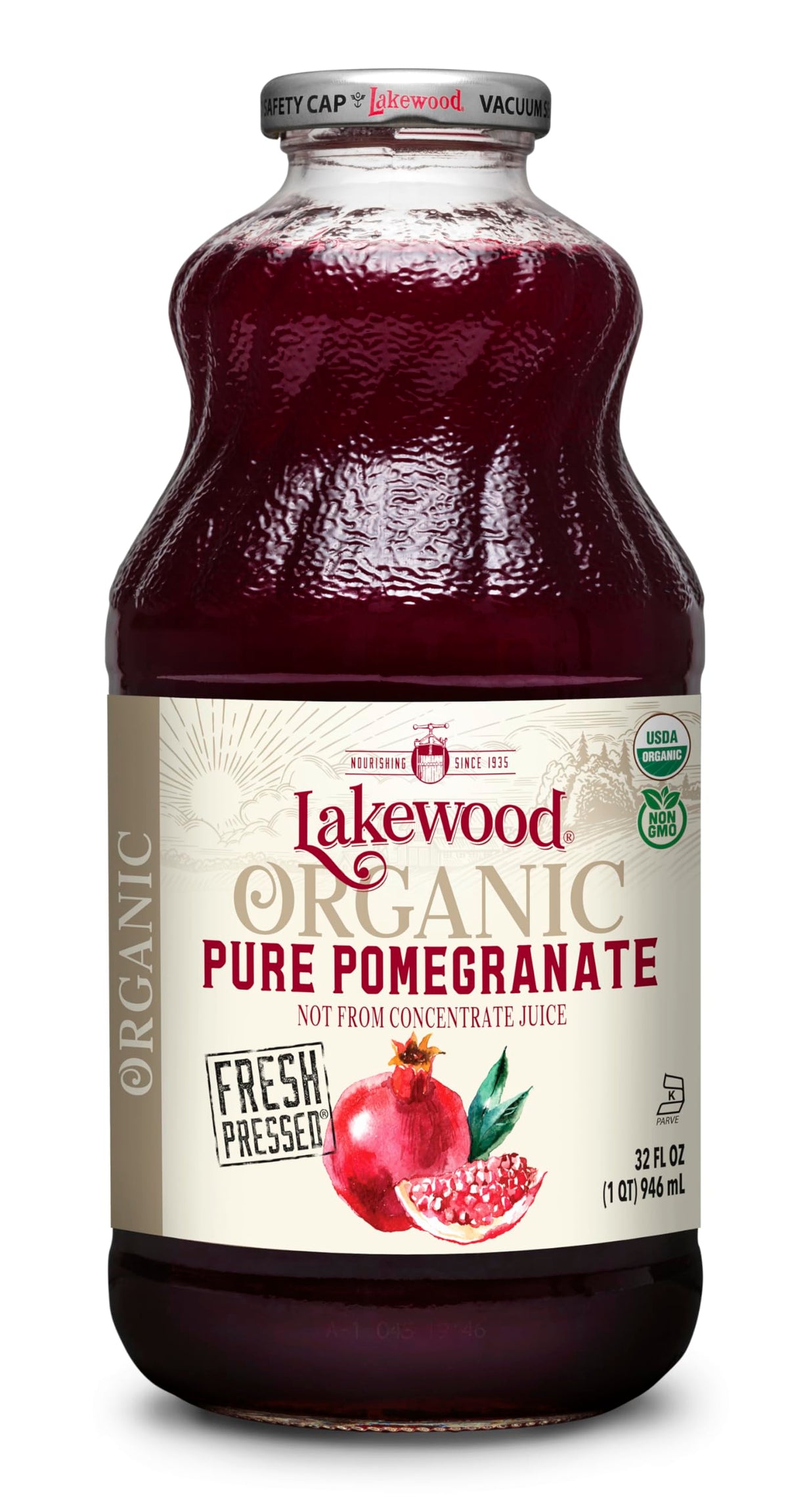 Lakewood, Organic Pure Pomegranate Juice, 32 Fl Oz Bottle