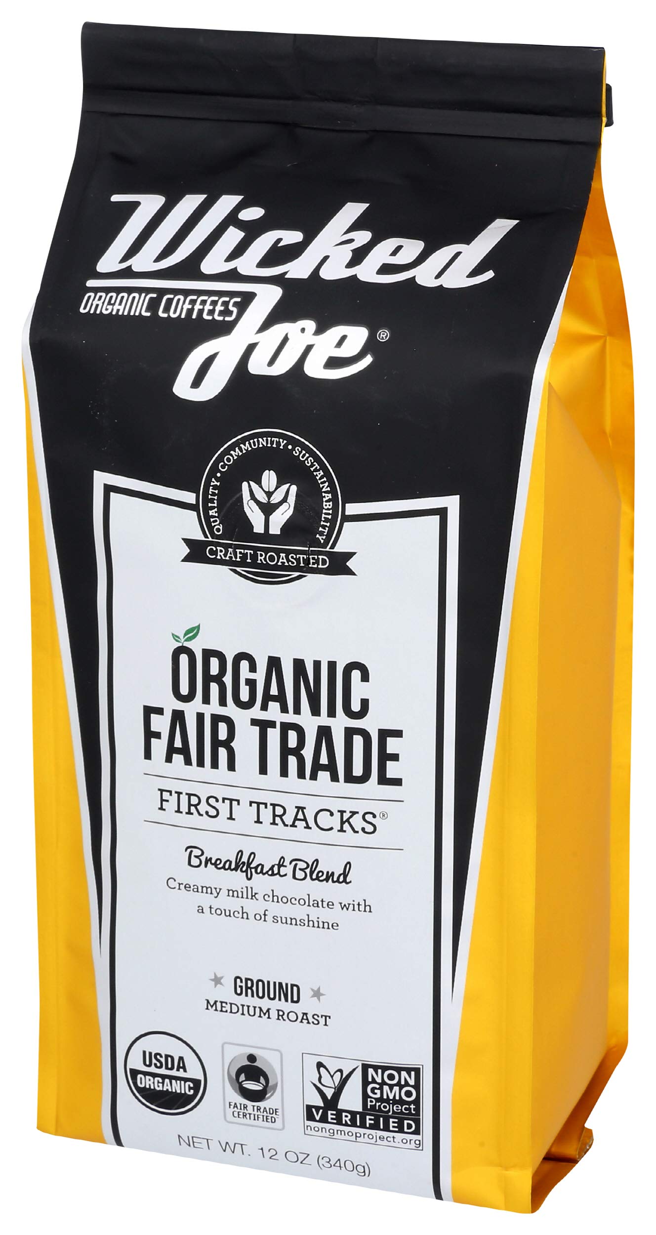 Wicked Joe Coffee Breakfast Blend Ground, 12 Oz, Yellow