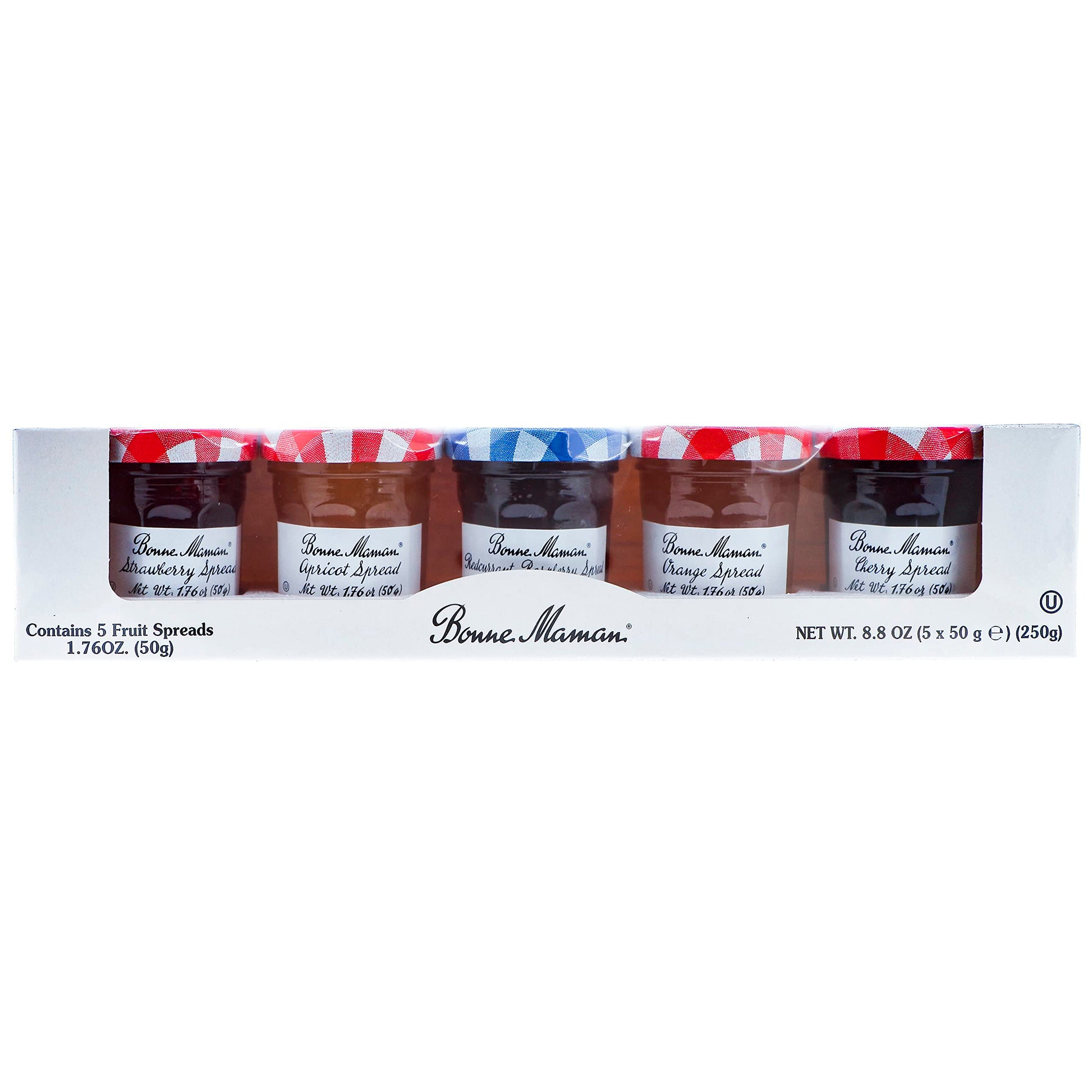 Bonne Maman Preserves Sampler Variety Pack (Apricot, Cherry, Orange, Red Currant, Strawberry), 1.76 Ounce Jars (Pack Of 5)