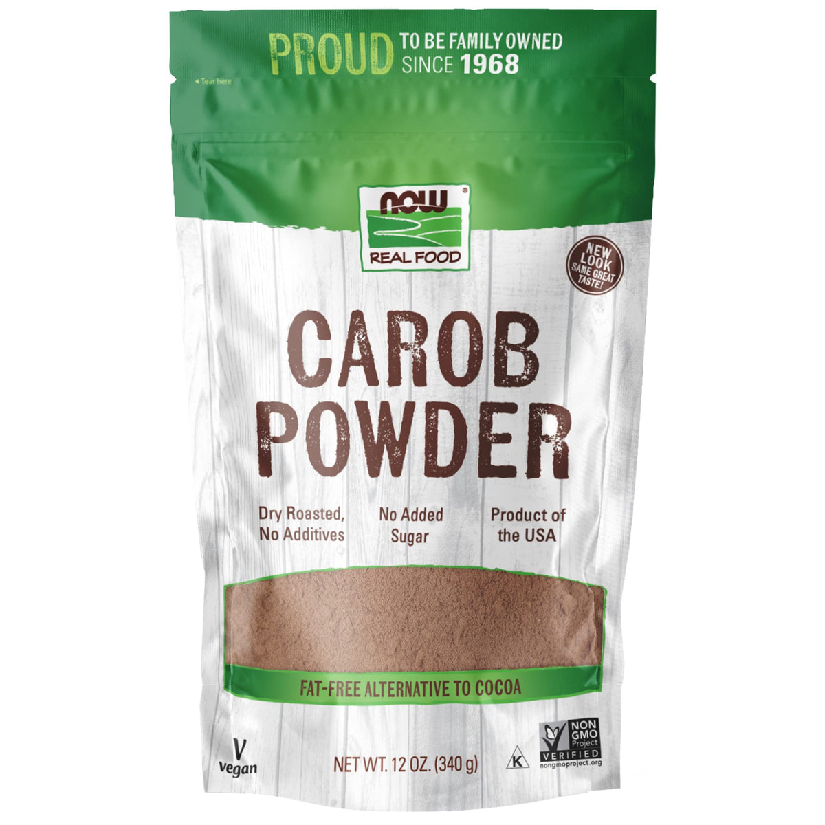 Carob Powder, Dry Roasted, 12 Oz, Now Foods