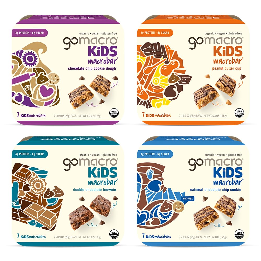 GoMacro Kids MacroBar - 4 Flavor Assortment - (0.90 Ounce Bars, 28 Count)