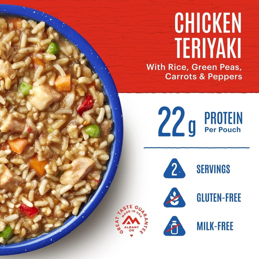 Mountain House Chicken Teriyaki With Rice | Freeze Dried Backpacking & Camping Food | 2 Servings | Gluten-Free