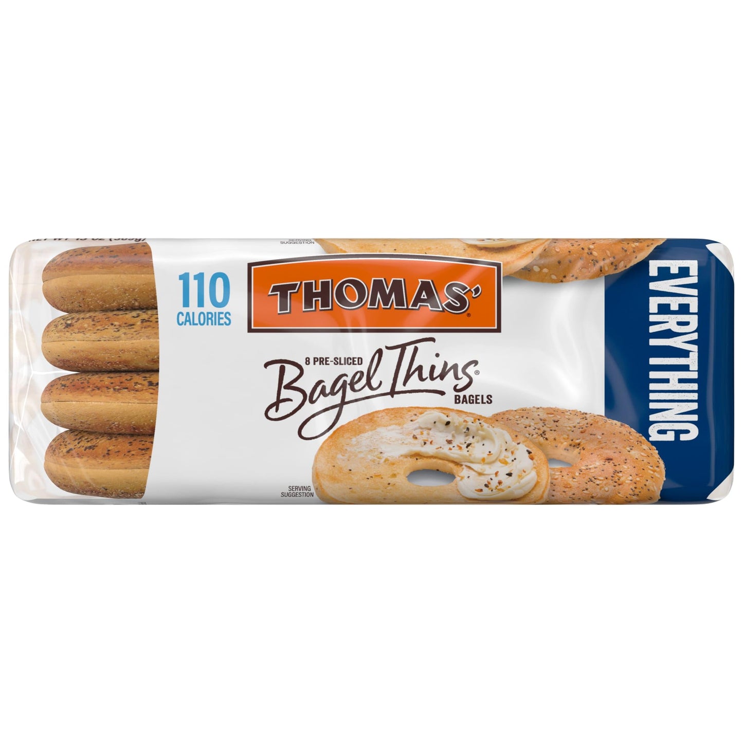Thomas Everything Bagel Thins Bagels, 8 Pre-Sliced Bagels, 13 Oz