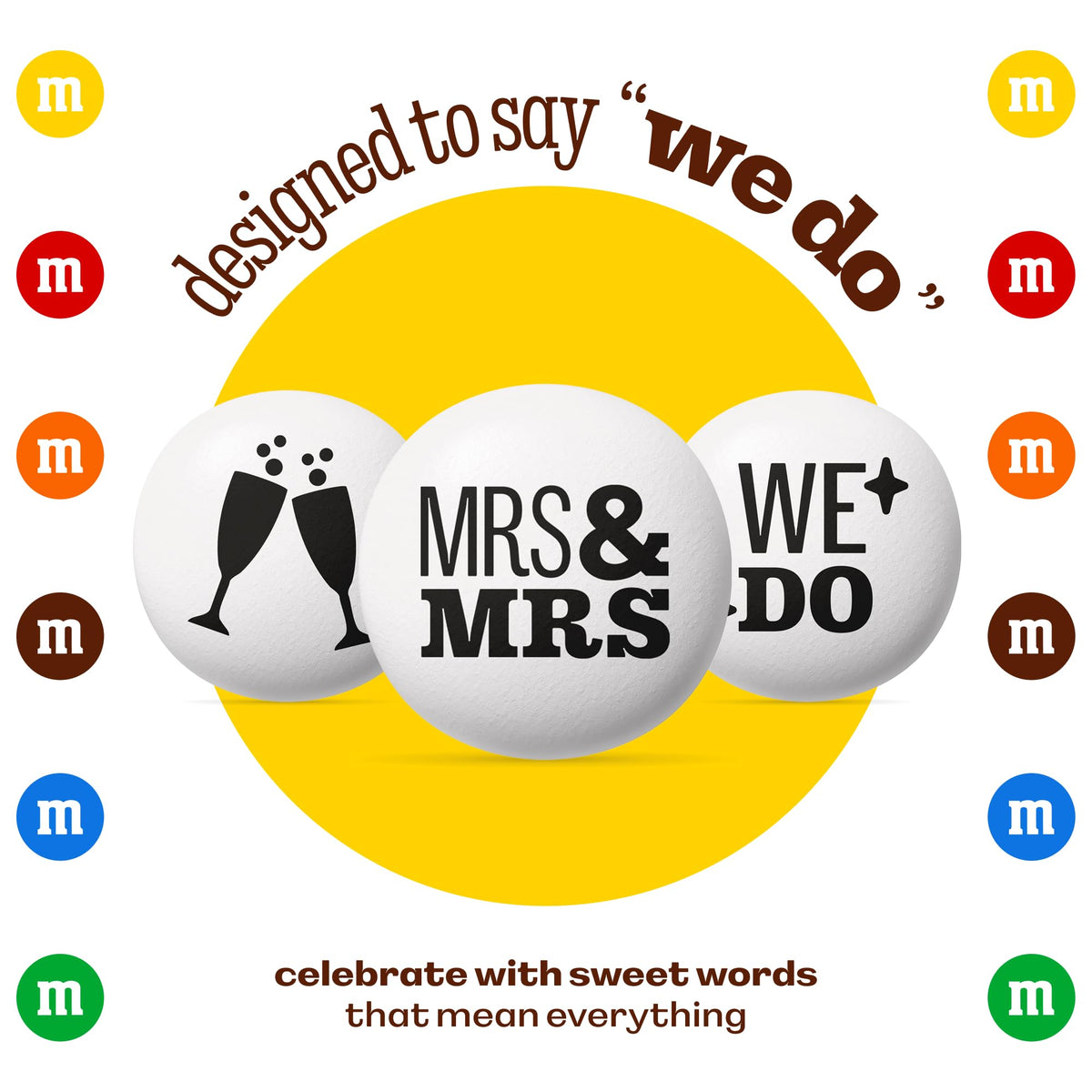 M&MS WORLD Mrs. and Mrs. Milk Chocolate Candy, 2 lbs Bulk Candy for Wedding Decorations, Unique Favors, or Cake Topper