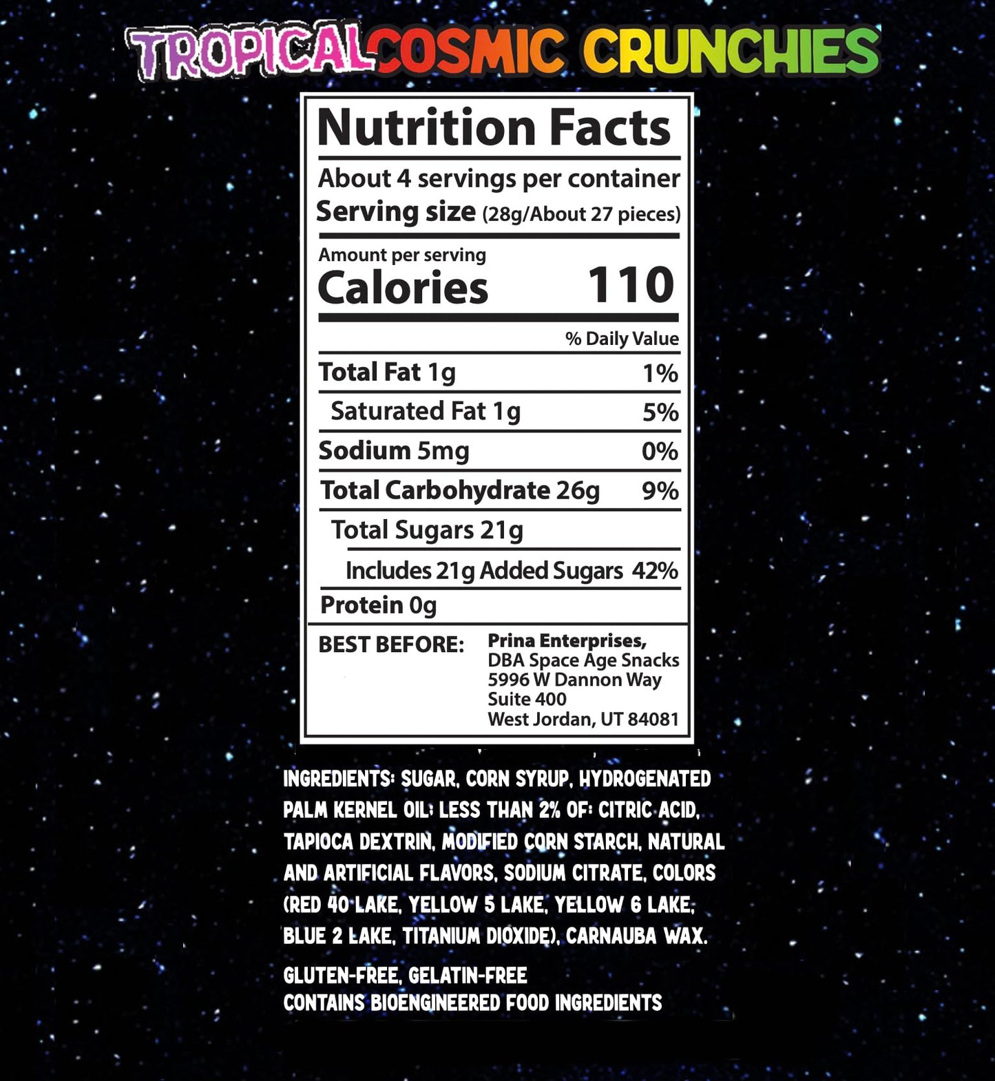 Space Age Snacks Premium Freeze Dried Candy, Cosmic Crunchies, 4 Ounce Pack, Sweet Crunchy   for All Ages