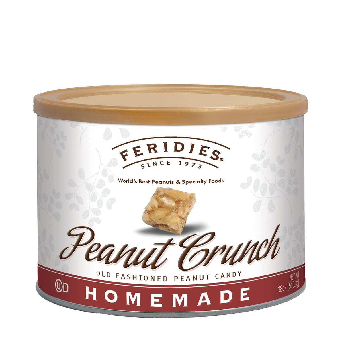 FERIDIES Gourmet Peanut Squares, Peanut Crunch, 18oz CAN