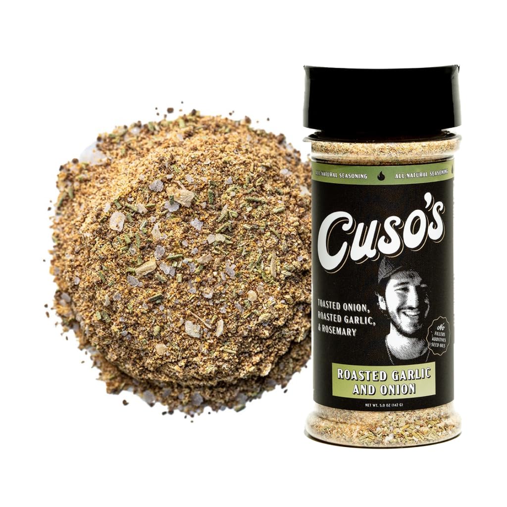 Cuso Cuts Roasted Garlic & Onion BBQ Seasoning Rub - All Natural Ingredients - 5 Ounce Pack