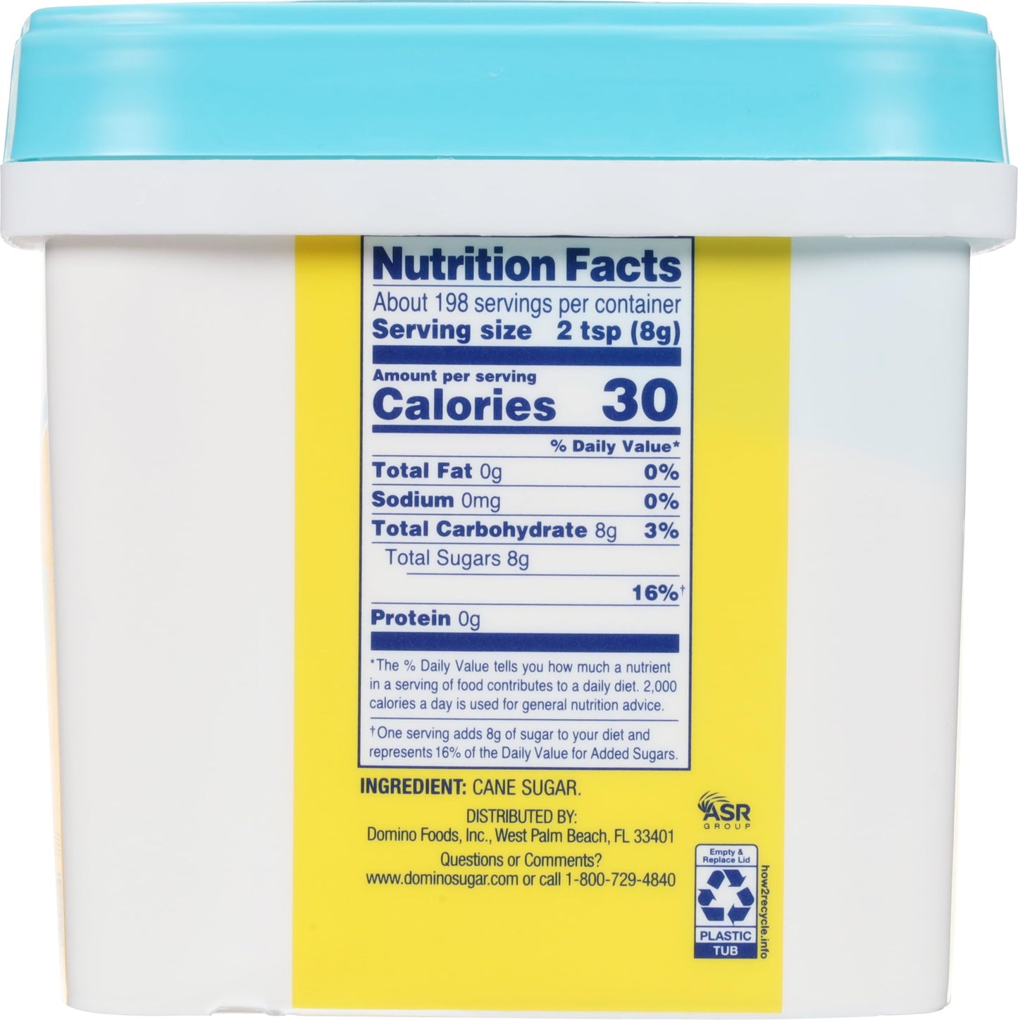 Domino Pure Cane Ultrafine Granulated Bakers Sugar, 3.5 lb Easy Baking Tub