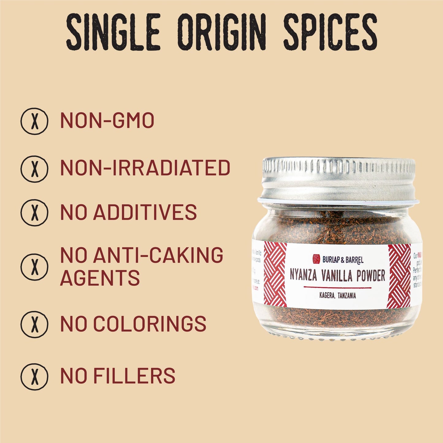 Burlap & Barrel Nyanza Vanilla Powder – Sweet Vanilla Flavor – 0.9oz Glass Jar