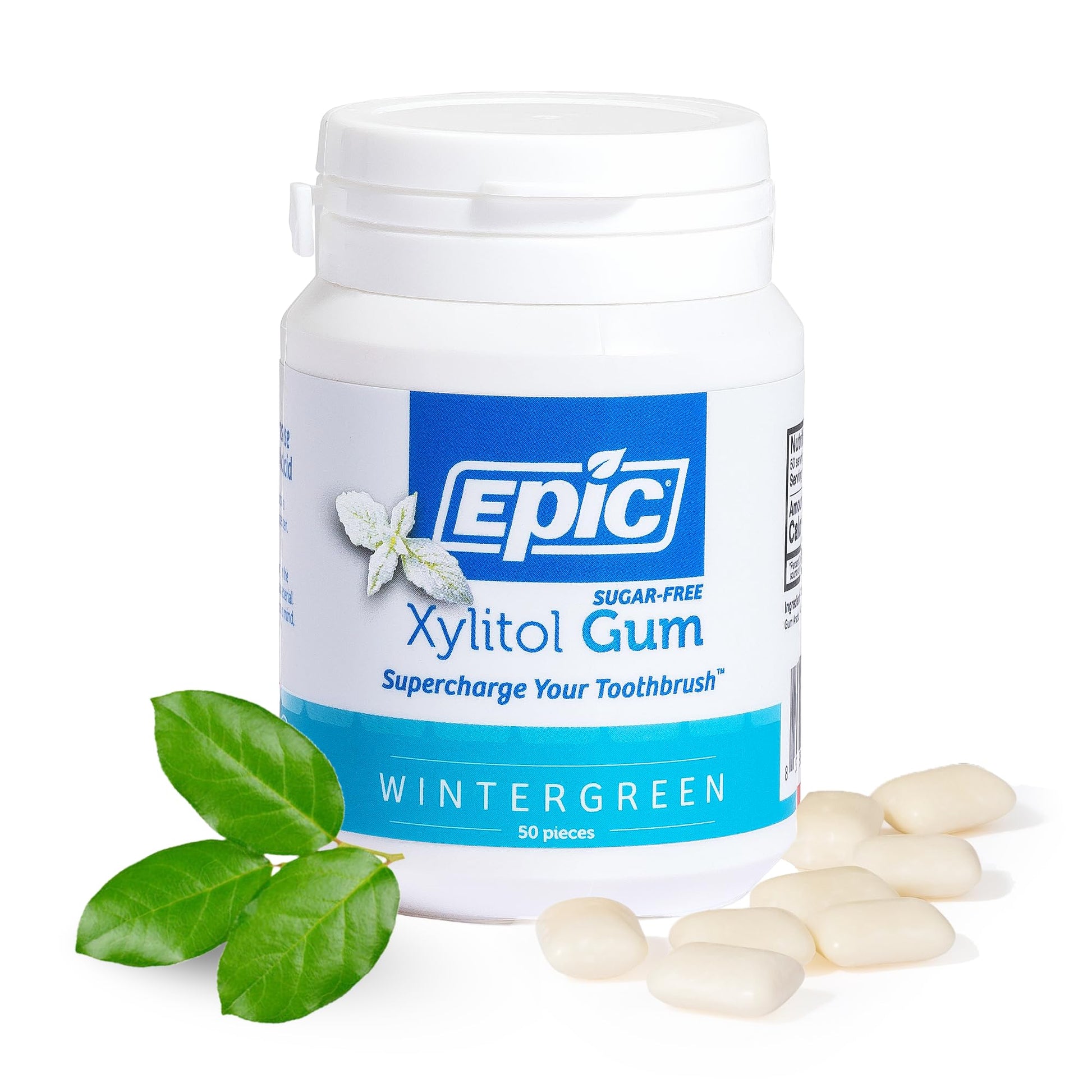 Epic 100% Xylitol Wintergreen Chewing Gum - Sugar Free  Aspartame Free Dental Gum - Supports Oral Health & Fresh Breath - 50 Pieces