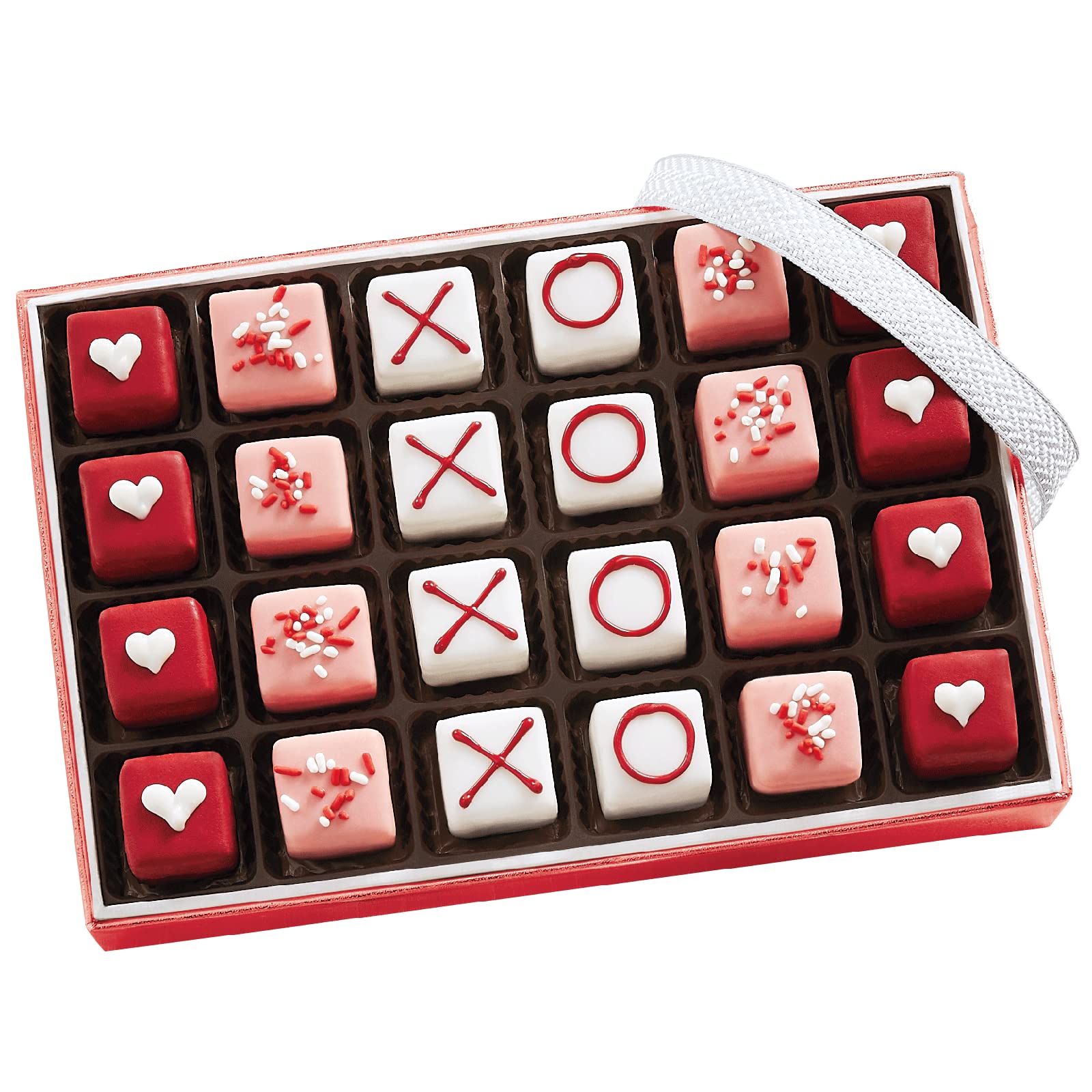 The Swiss Colony Valentine Petits Fours - 24 Gourmet Assorted Mini Layer Cakes, .43 oz. Each - Chocolate, Strawberry, and Vanill