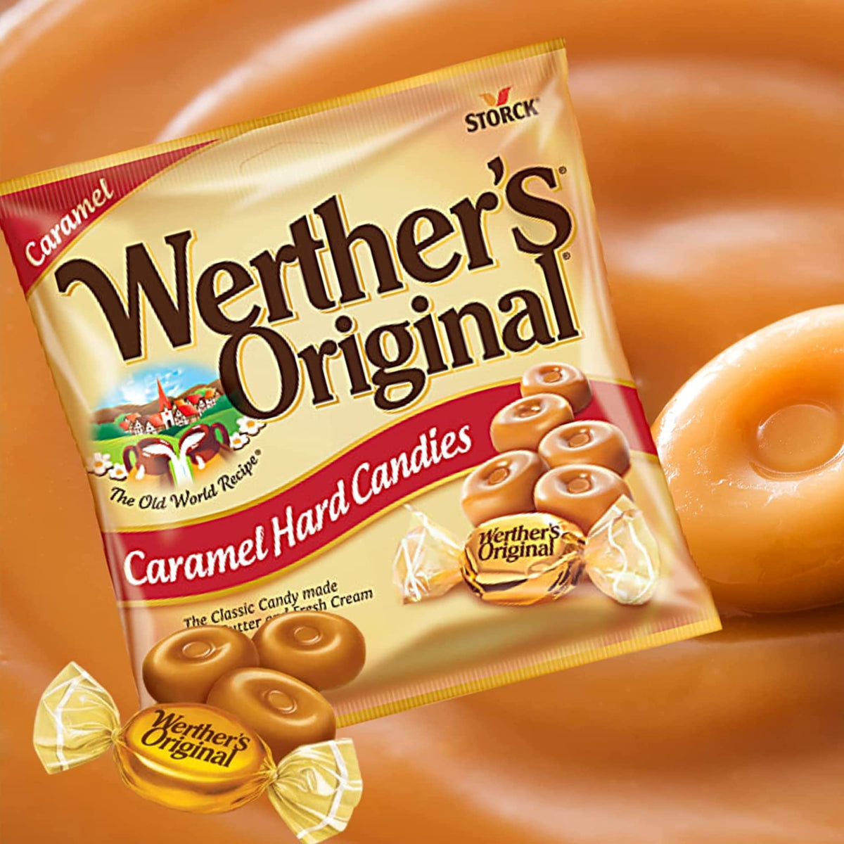 Needzo Wethers Original Caramel Candy Assortment, Individually Wrapped Hard, Soft and Creamy Filled Caramels, Shareable Bite Si