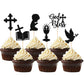 ZHUOWEISM 24 PCS Cupcake Toppers Glitter Dove Cross Boy Baptism Party Decorations Small Black Bamboo