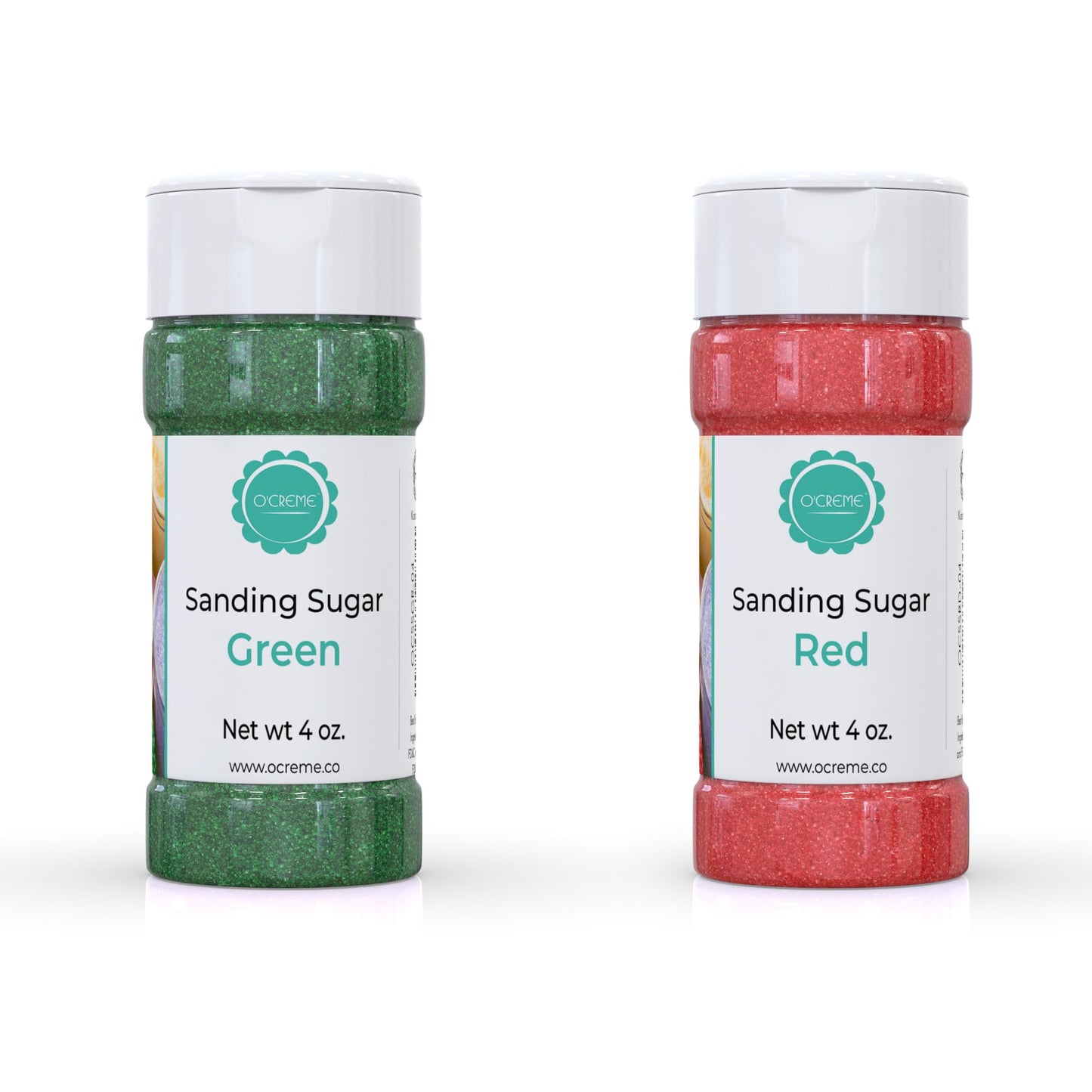 OCREME Sanding Sugar for Cookie Decorating - Red & Green, 4 Ounce
