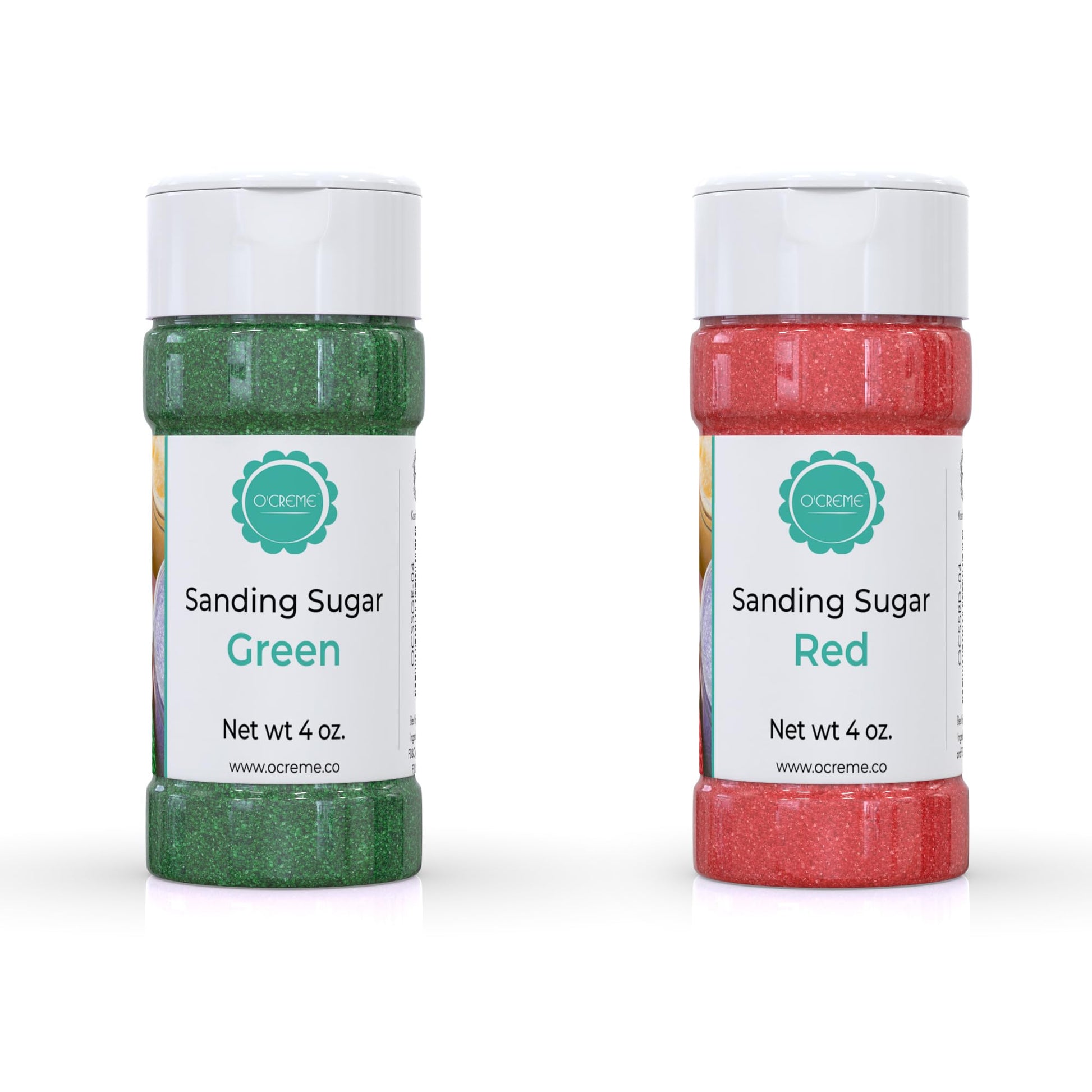 OCREME Sanding Sugar for Cookie Decorating - Red & Green, 4 Ounce