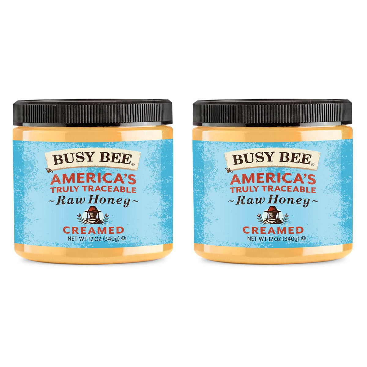 BUSY BEE Raw Unfiltered Honey, Wildflower, 12 oz (Pack of 2)