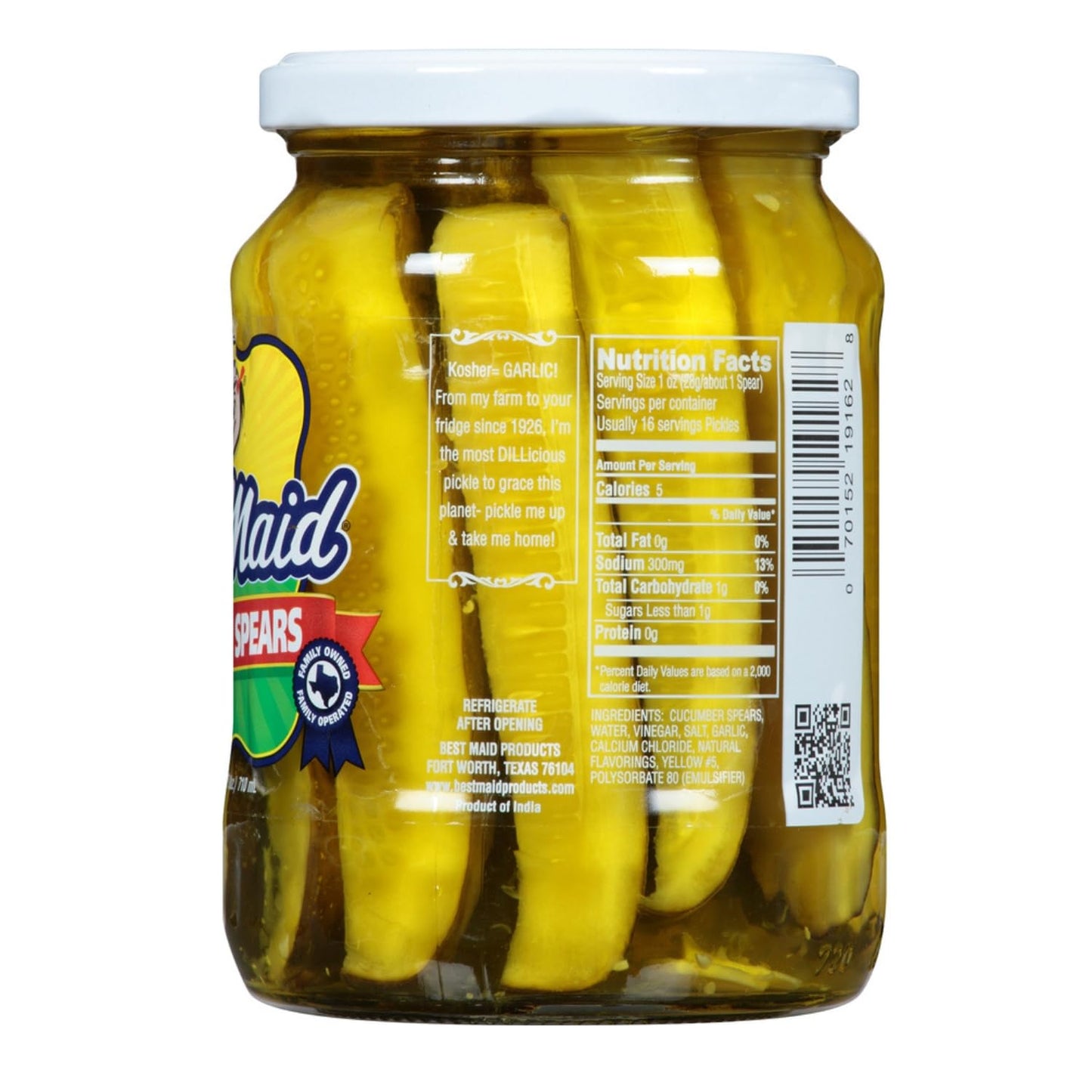 Best Maid Products Glass Jars - Dill, Kosher, Garlic Bites, Habanero Chips & Hot Pickles - 4 Pack