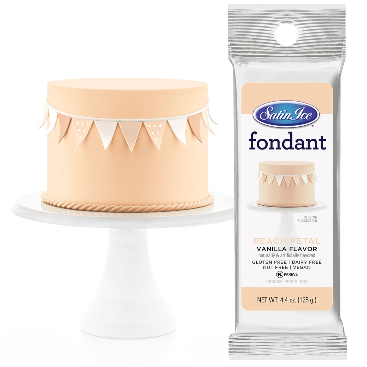 Satin Ice Fondant, Peach Petal, 4.4 Ounce
