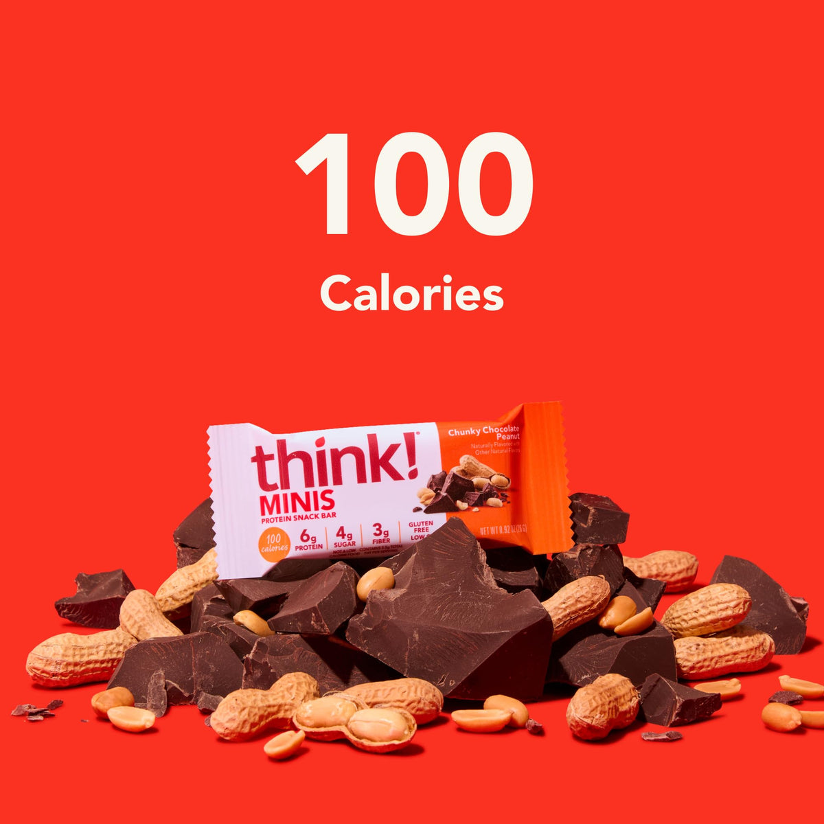 Think! Minis Protein Snack Bars, Gluten Free, Chunky Chocolate Peanut, 15 Count