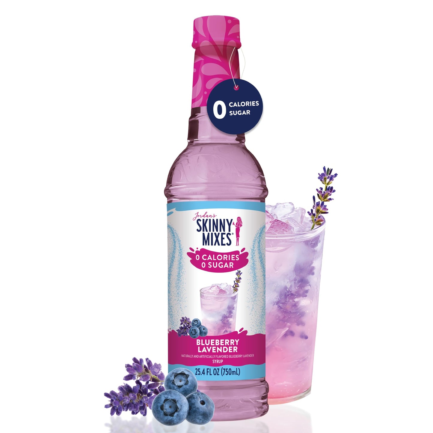 Jordan's Skinny Syrups Sugar Free Coffee Syrup, Blueberry Lavender Flavor Drink Mix, Zero Calorie Flavoring for Latte, Lemonade,