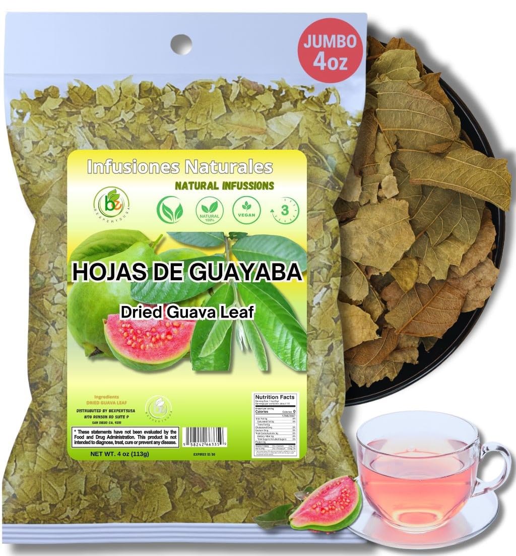 Hojas De Guayaba Herbal Tea - 4 Oz (113 G) - 100% Natural Wildcrafted Guava Leaf Loose Leaf Tea - Energy Blend-Free  Vegan  Non-Gmo  Gluten-Free - Traditional Mexican Herbal Infusion - By Bexpertsusa