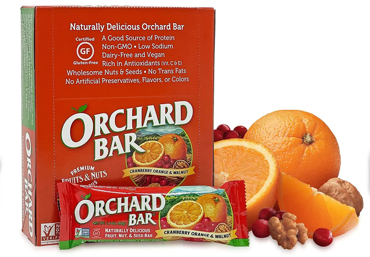 Orchard Bars Non-Gmo Fruit & Nut, Cranberry Orange Walnut, 1.4 Oz, 12 Count, Pack Of 9