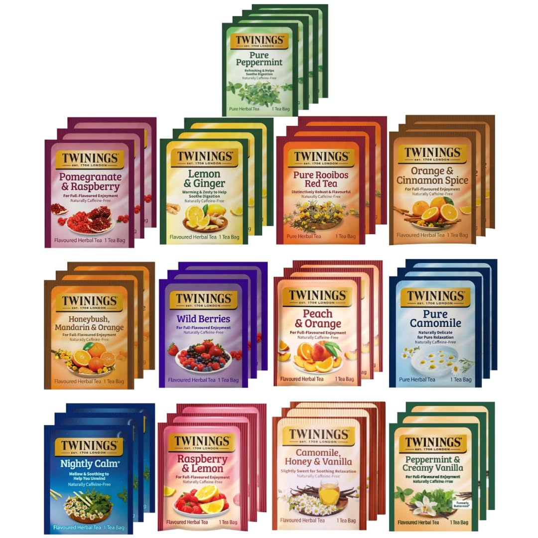 Twinings Herbal Tea Variety Pack - 40 Caffeine Free Tea Bags, 13 Flavors, 1 Count