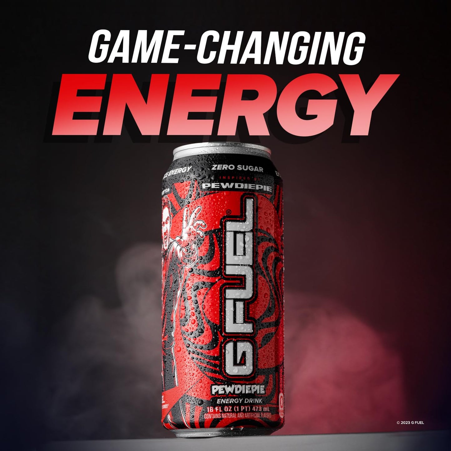 G Fuel PewDiePie Energy Drink 16 oz Can, 12-Pack Case, Red