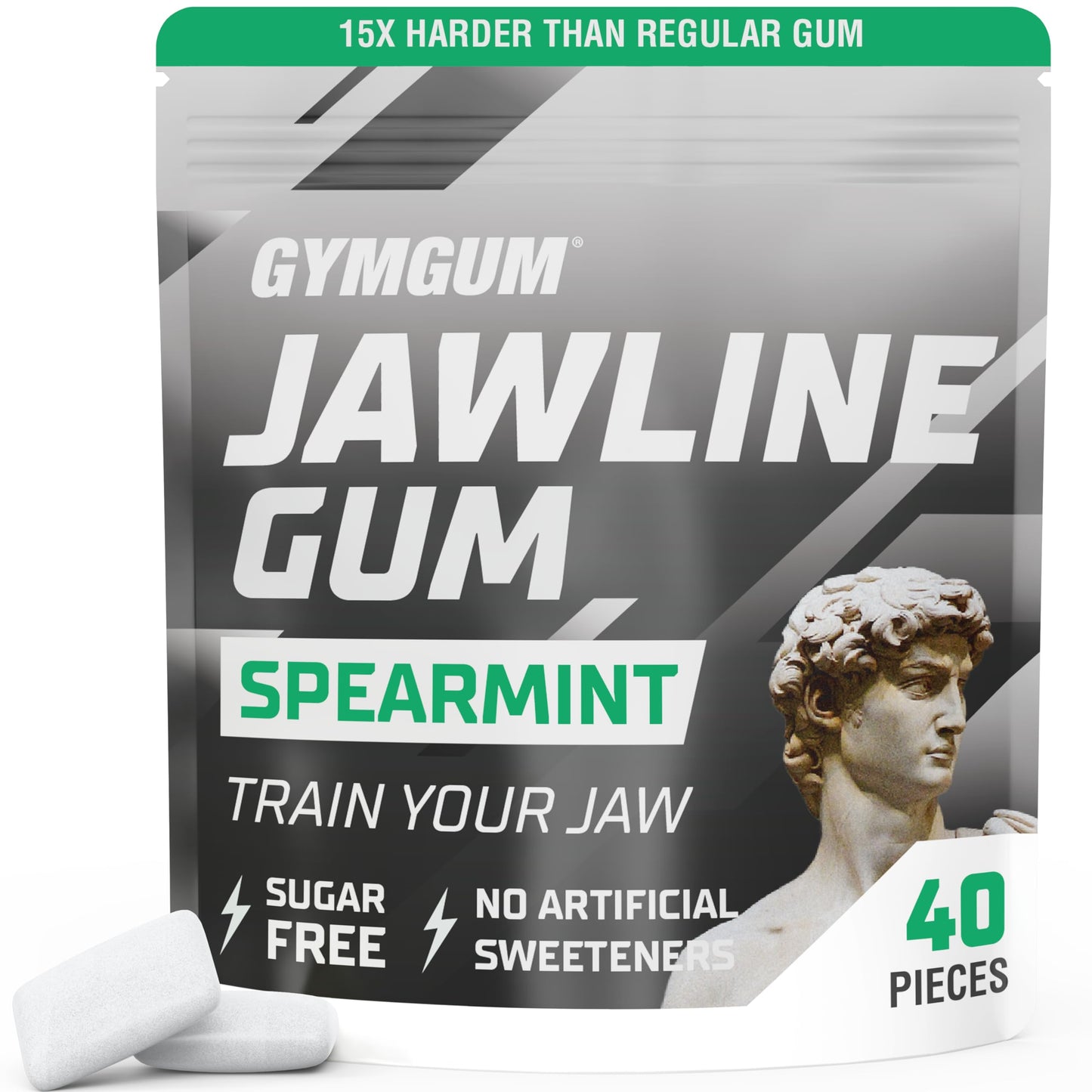 GYMGUM Jawline Gum Ultra Hard Chewing Gum | No Calories, No Sugar, No Artificial Sweeteners | Keto Friendly Mewing Gum for Jawli