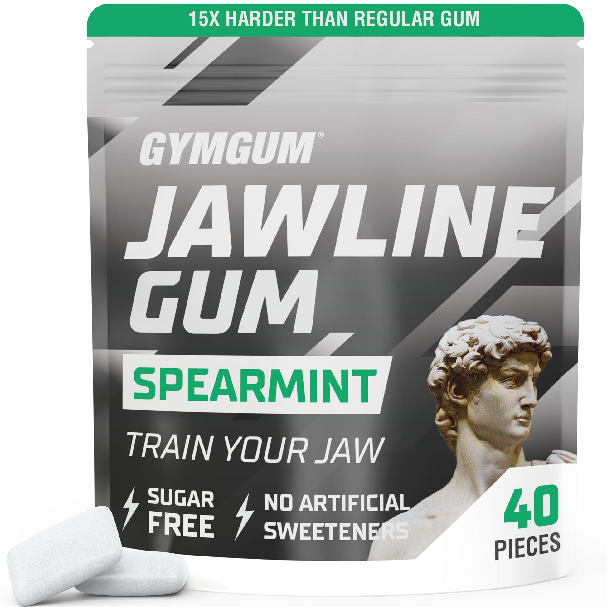 GYMGUM Jawline Gum Ultra Hard Chewing Gum | No Calories, No Sugar, No Artificial Sweeteners | Keto Friendly Mewing Gum for Jawli