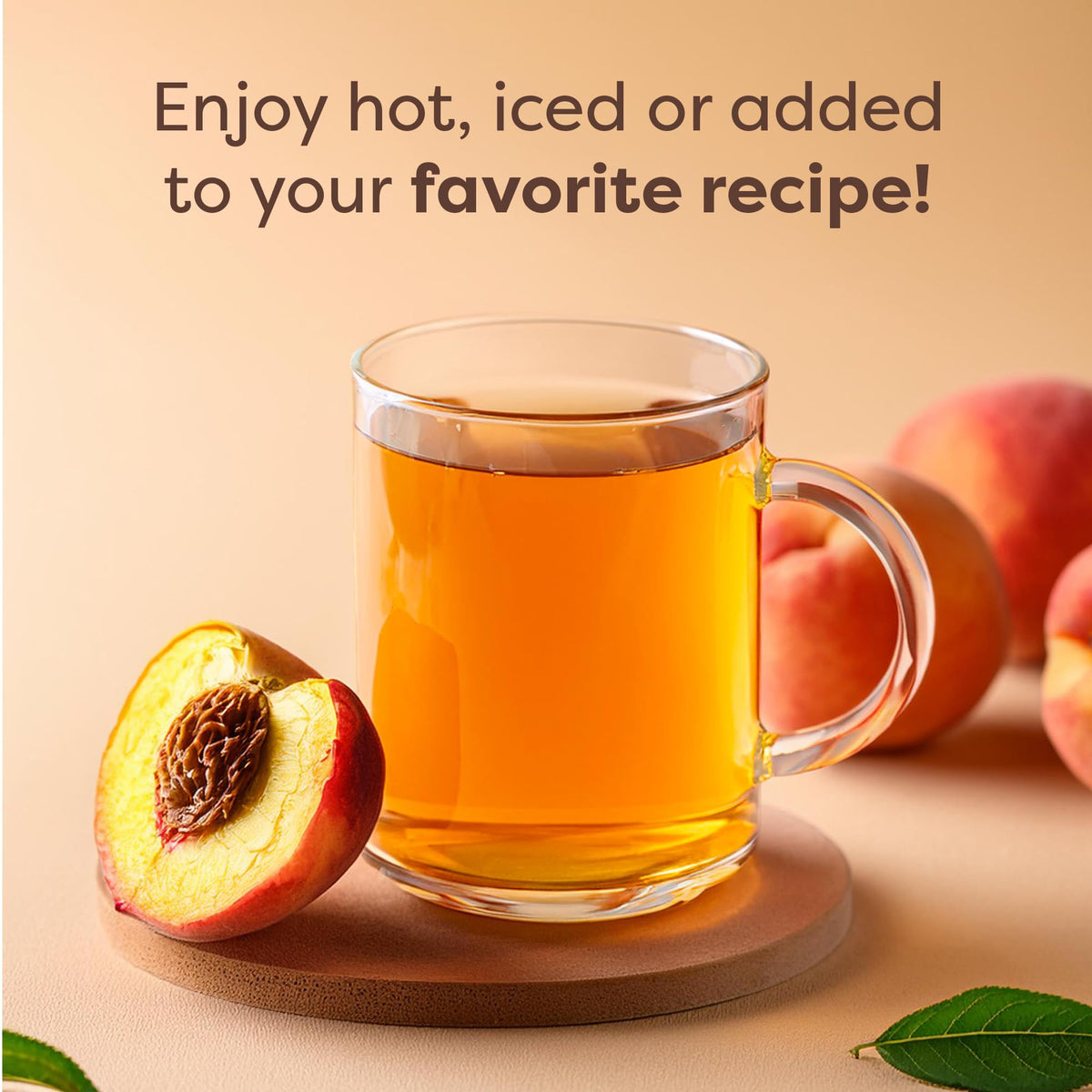Waka Instant Green Tea Mix, Peach Flavored - 100% Tea Leaves, No Additives, Unsweetened Tea Powder In Bulk Pouch - Easy Quick Ho