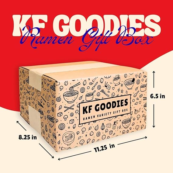 KF GOODIES Korean Ramen Variety Pack Gift Box (10 Count) – Spicy Buldak Noodle Assortment for Birthdays, College Care Packages, Office Snacks, and Gift Baskets