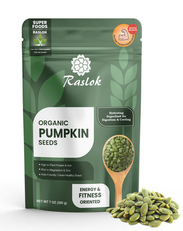 Raslok Pumpkin Seeds 7 Oz (200G) | High Protein Superfood Snack | Rich In Magnesium  Zinc & Iron | Raw  Shelled  Unsalted | Keto-Friendly & Vegan | Resealable Pack