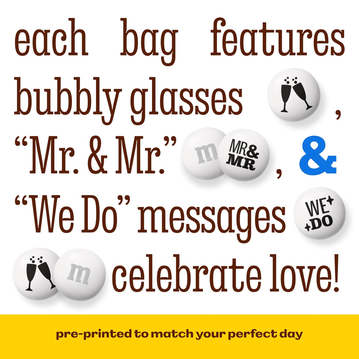 M&MS WORLD Mr. and Mr.    Milk Chocolate Candy, 2 lbs Bulk Candy for Wedding Decorations, Unique Favors, or Cake Topper