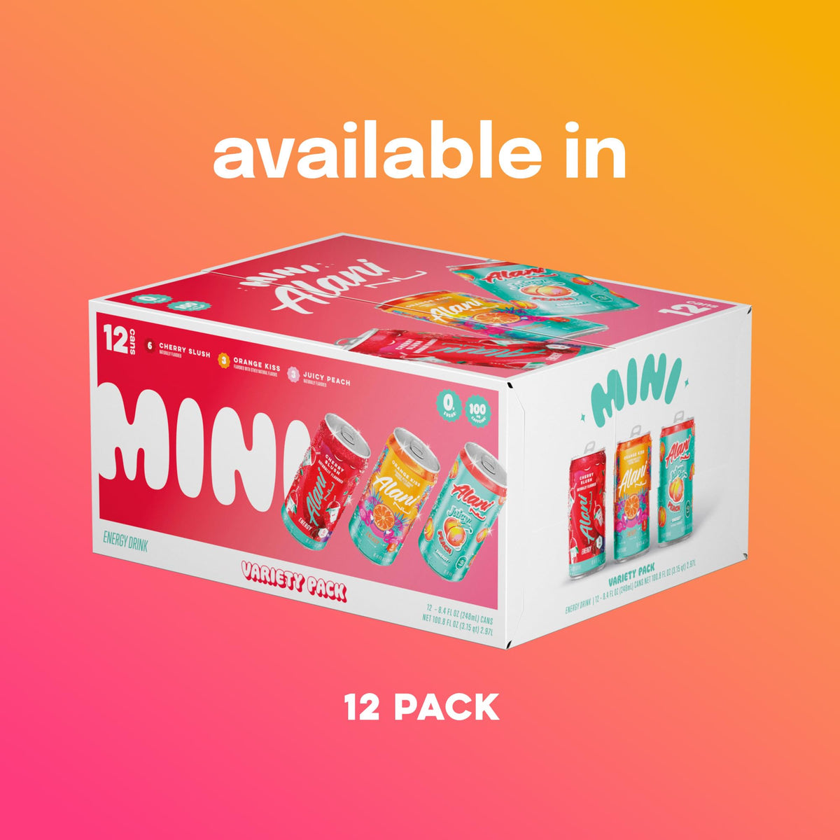Alani Nu Variety Pack Energy Drinks, 100mg Caffeine, Low Calorie, 8 Fl Oz Cans, Multi-colored, 12 Pack