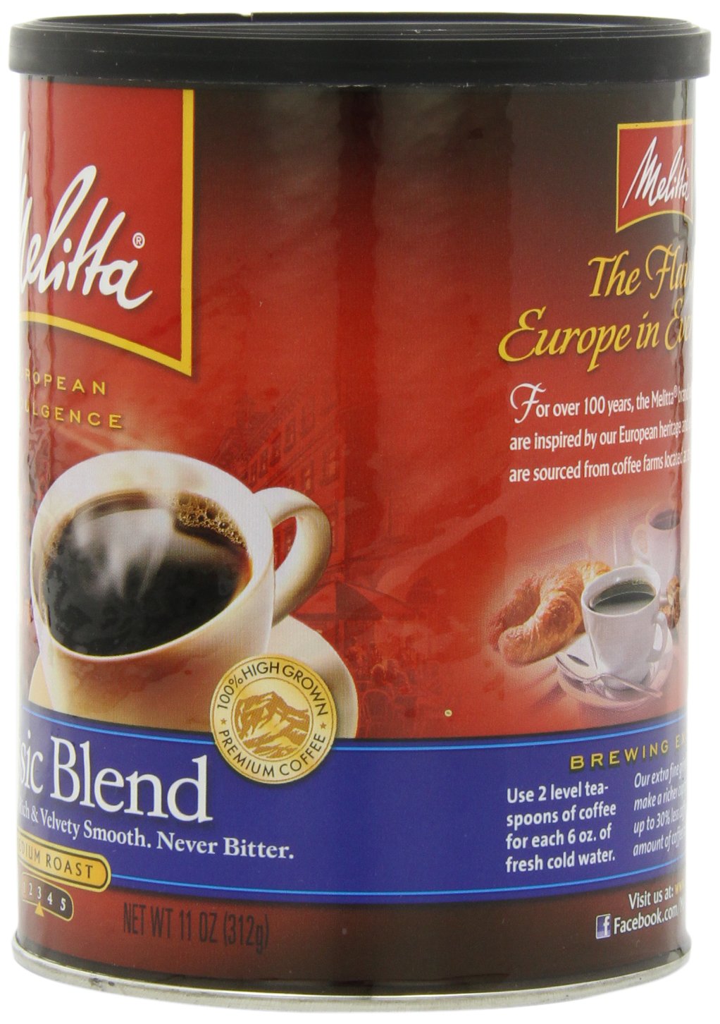 Melitta Coffee Medium Roast Extra Fine Grind, Classic Blend, 11 Ounce