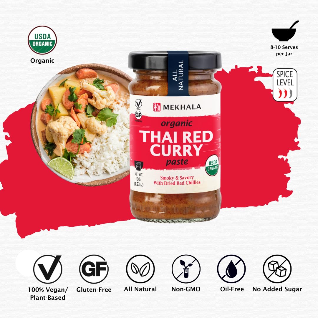 Mekhala Organic Thai Curry Cooking Paste Variety Pack Gluten-Free Vegan